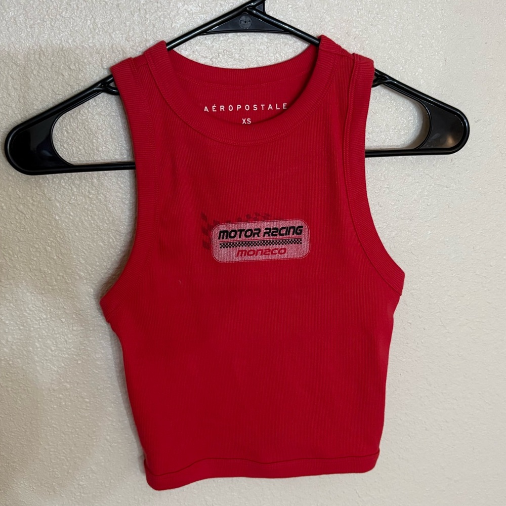Aeropostale Red Crop Top with Motor Racing Graphic